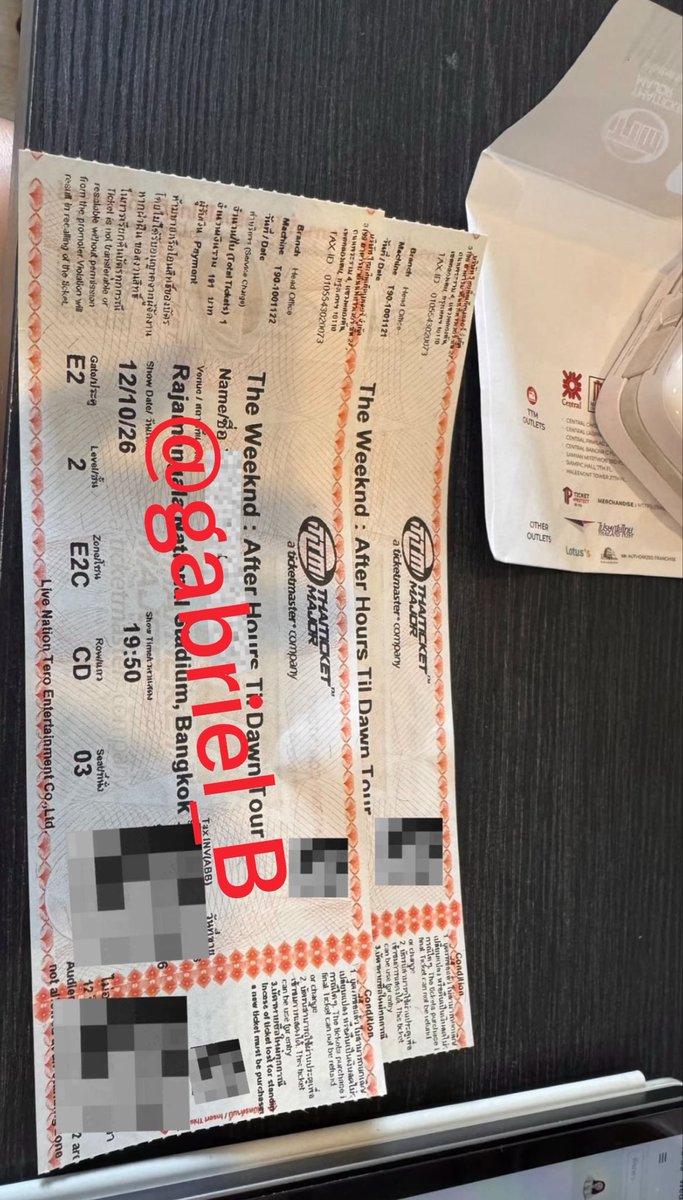 b_estrellos's tweet photo. ปล่อยบัตร The Weeknd 
รอบวันที่ 12 ตุลา
จำนวน1ใบครับ ใบละ 5,900บาท โซน E2C 
ลดราคาได้ รับบัตรหน้างานได้ครับ
#AfterHourTilDawnTourBKK
#TheWeeknd
#ปล่อยบัตร https://t.co/Av7g8LCMSy