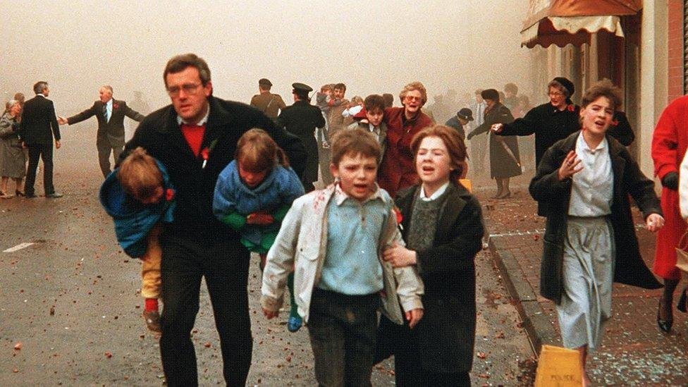 sturdy21078's tweet photo. This is eniskillen after the IRA bombing of 1987 which targeted civilians  the same scum who did this and many other atrocities were on stage with Michelle O'Neil  sinn fein are still run by murderers https://t.co/VrBe6oPRAq