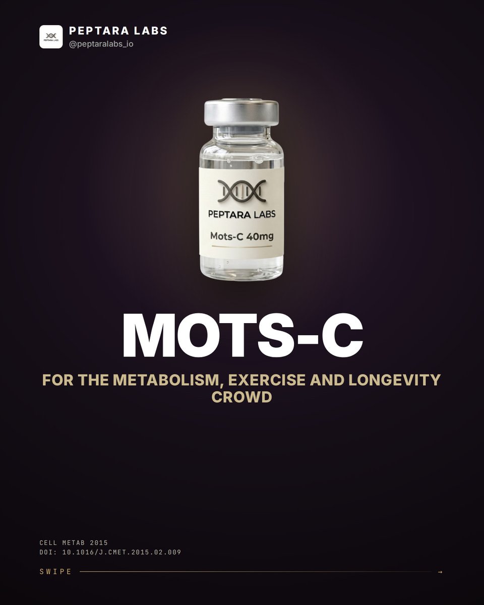lu_cf_'s tweet photo. MOTS-c is a mitochondria-encoded 16-amino-acid peptide. In mice, it prevented diet-induced obesity and improved insulin resistance. Evidence tier: preclinical. Educational only, not medical advice or dosing guidance. https://t.co/DnzPX4t8JX