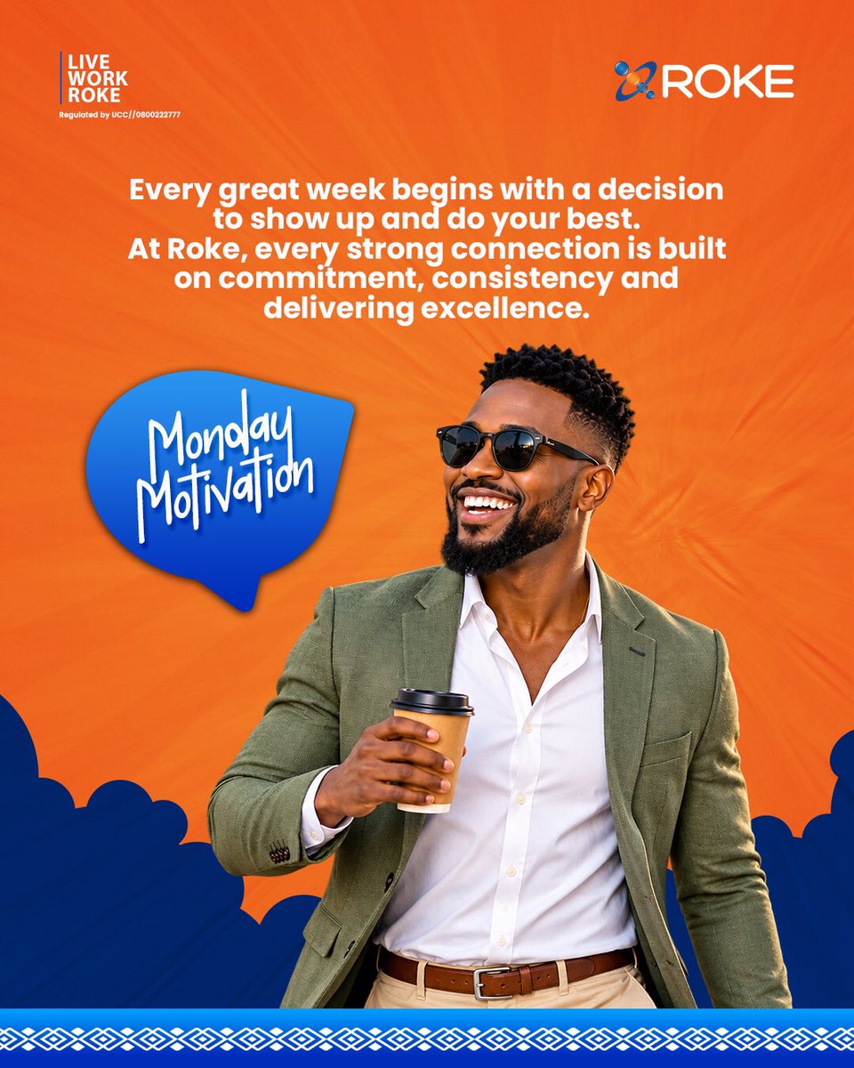 roketelkomug's tweet photo. Every great week starts with a decision to show up, stay consistent and give your bestπͺπ½.
Letβs make this week count. π
#MondayMotivation #LiveTheRokeLife #RokeAt19 #StartStrong https://t.co/Ji5i5eyebC