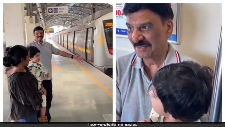 ndtv's tweet photo. Man Behind Delhi Metro Announcements Takes Grandson On First Ride: "Amazed To Hear Dadu's Voice" https://t.co/zMKt9LKApC https://t.co/34OfBhI7fO