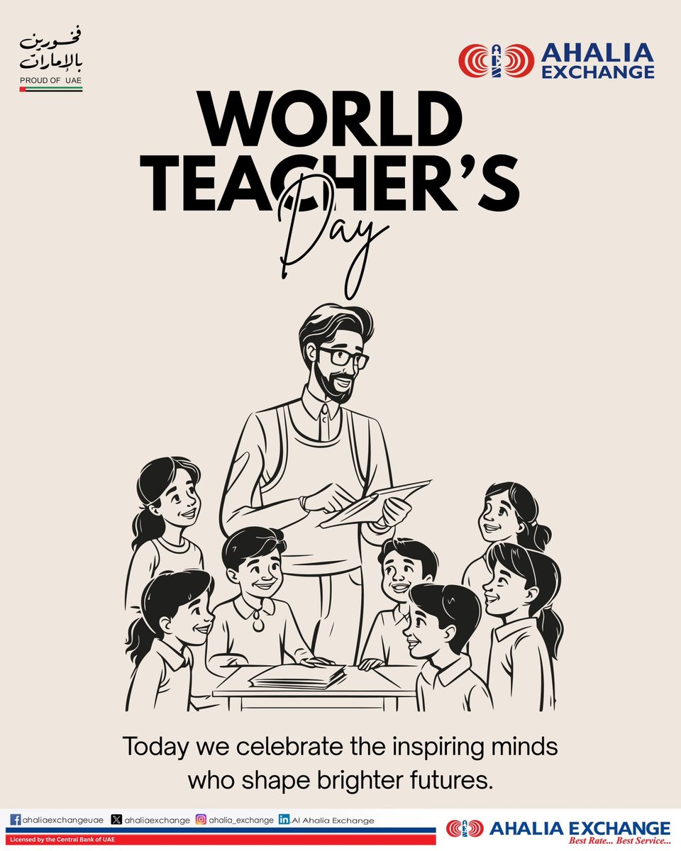 Ahaliaexchange's tweet photo. 📚 Celebrating the minds that shape our future.

This World Teachers Day, Ahalia Exchange salutes the dedication, knowledge, and inspiration of teachers who empower generations and build a brighter tomorrow.

Thank you, teachers, for making a difference every day. 🌟 https://t.co/NjubDndDjU