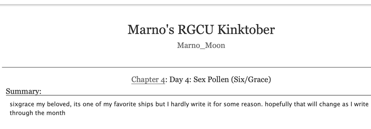 Marno_Moon's tweet photo. [insert mr krabs calling out days] Day 4, give it up for day 4: Sex Pollen featuring Six/Grace

https://t.co/lNUnTCVO5T

#rgcukinktober2026 #rgcu #sixgrace https://t.co/RW46PaUPvR