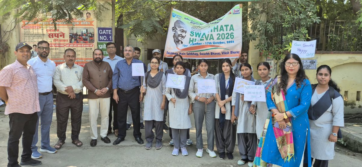 IGNOULucknow's tweet photo. IGNOU, Regional Centre Lucknow organised a Swachhata Rally and Pledge taking ceremony at IGNOU, Learner Support Centre-27202, Maharaja Bijli Pasi Govt. PG College, Lucknow on Friday, 2nd October, 2026. https://t.co/bk7xPdWjY6