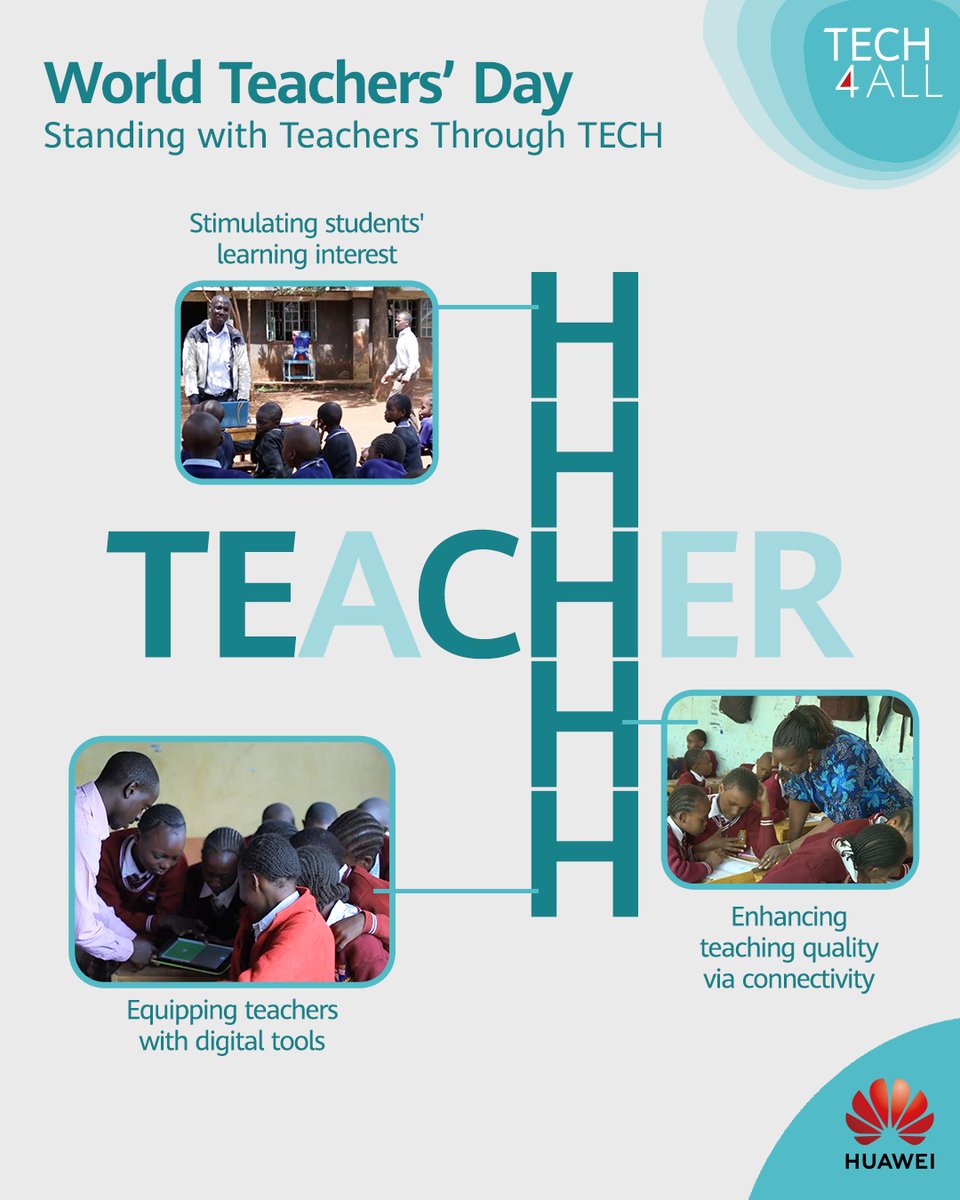 HUAWEI_TECH4ALL's tweet photo. This World Teachers' Day, we stand with the educators shaping our future.

Through Kenya's DigiSchool project, connectivity and digital resources are helping teachers prepare lessons and make learning more engaging.