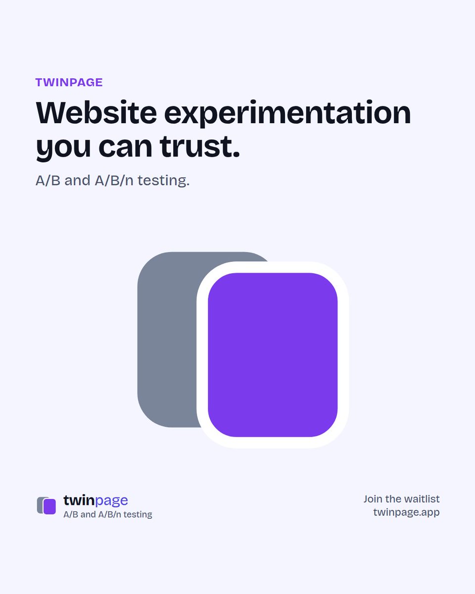 twinpageapp's tweet photo. Twinpage, a platform for website experimentation. The goal is simple: run an A/B or A/B/n test, and be able to rely on the result.

Join the waitlist: https://t.co/AZ8xMi1BF4

#ABTesting #Experimentation https://t.co/6k9PnrRFXc