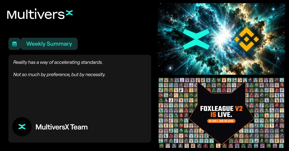 MultiversX's tweet photo. Last week in MultiversX 🌍

✅ $EGLD deposits & withdrawals reopened on @BinanceUS, @krakenfx and @BitgetWallet
🚀 @beniaminmincu: a few quick notes on Supernova, exchanges and the security report
🛡 Mainnet v2.1.7.0: further VM hardening
🔍 Anatomy of the bridge attack attempt, from @SasuRobert
🤖 What always-on agents need from a chain + How a live shard stays honest, from @SasuRobert
🦊 @foxsy_ai FoxLeague V2 is live
🏀 @playnovadunk: arcade basketball on MultiversX, built by @MichaelGKress
🍕 @xMoney_com powers PizzaLab payments across Bulgaria
🛠 Weekly #multiversxtech

🙌 Ecosystem highlights:
@WallStreetXHQ • @Veroc_Daniel • @PastaBeanFras • @Borategld • @scylla_88 • @ansschweiger • @Datch_C • @FlorinL66916044 • @densecho • @bearlyprophet • @X_WayDYOR • @wdrewcurry • @MvXTradeApp

🌎 MultiversX
9.27M accounts • 630M transactions • 14.3M staked

📲 xPortal
3M+ users • 100k+ users stake $EGLD

⚡️ xExchange
$4.62M TVL • 1.1M USD 7d Volume