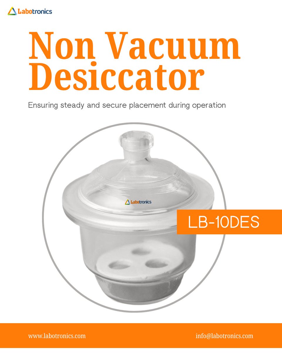 Labotronics's tweet photo. Non Vacuum Desiccator LB-10DES — 120 mm chamber, 92 mm porcelain plate, easy-access lid 🧪
info@labotronics.com
Learn more: https://t.co/FcClqTtbJu
#Labotronics #Desiccator #LabEquipment #SampleStorage https://t.co/n579ZaQvim