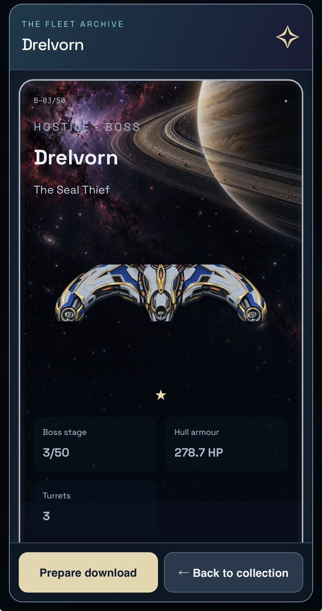 19Trojan69_Pi's tweet photo. Cryptoid Evolution adds a new dimension to collecting: collectible cards are now integrated into my Pi Network browser game, unlocked through your progress.

The “Fleet Archive” is your personal collection, giving the ships you acquire and the bosses you defeat a place in your journey. Your achievements become something you can revisit beyond the next level—cards that reflect the fleet you have built and the challenges you have overcome.

Each card combines a space background with the ship’s design and key details. Boss cards include information such as boss stage, hull armour and the number of turrets. The example shown here is Drelvorn—“The Seal Thief.”

The idea is simple: your collection grows with you. Acquiring ships and winning boss battles expands your archive, giving you another goal alongside reaching the next level. Every unlocked card represents a milestone in the game.

Could these cards eventually become NFTs?

That is a possibility, but no decision has been made. Whether we take that step will depend on how Cryptoid Evolution’s player base and activity develop, and how players respond to the collection feature. For now, these cards are digital collectibles within the game. Turning them into NFTs would be a potential future development, not a confirmed feature.

My focus is on continuing to build an enjoyable game where your collection reflects your progress. Your participation and feedback will help shape what comes next.

What do you think of collecting the ships you unlock and the bosses you defeat?

Play in Pi Browser:
The game is not yet publicly listed in Pi Browser, but you can access it directly. Copy the following link and paste it into the Pi Browser address bar:
https://t.co/U2yMIwzucl

Play in your regular web browser:
Copy the following link and paste it into your browser’s address bar:
https://t.co/hMkXtKUU0y

Developed for Pi Network—from a Pioneer for Pioneers.
Marc Wolf / 19Trojan69

#CryptoidEvolution #PiNetwork #PiBrowser #PiNetworkGame #PiGaming #BrowserGame