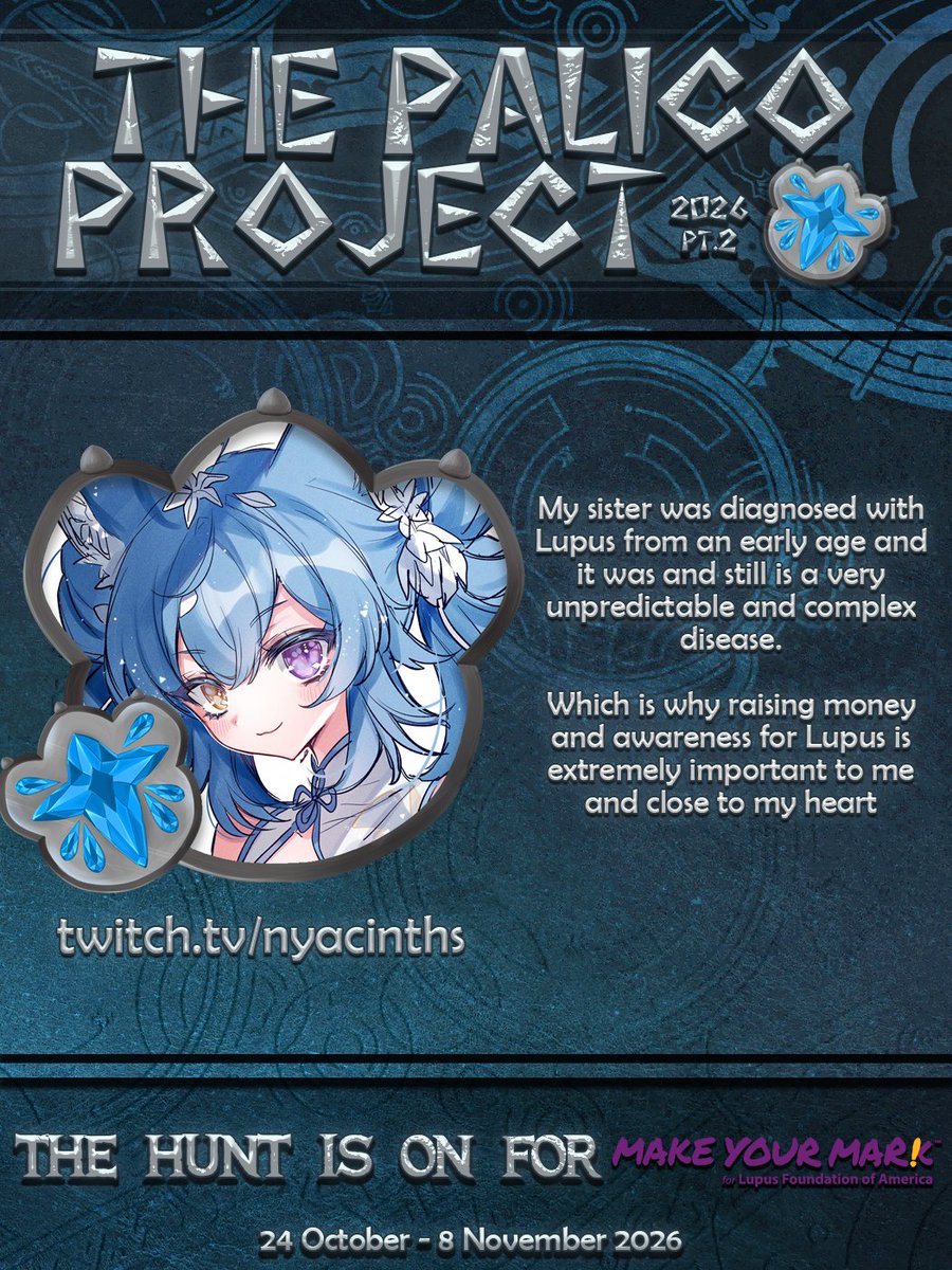 PalicoProject's tweet photo. Hunters know the challenges of friendly fire. It's even harder when the friendly fire happens in your own body.

The #PalicoProject stands with those who live with Lupus. GuildMaster, @nyacinths working together with @LupusOrg, leads the hunt! Everyone get your Shockproof ready! https://t.co/UvNsmvb2jz