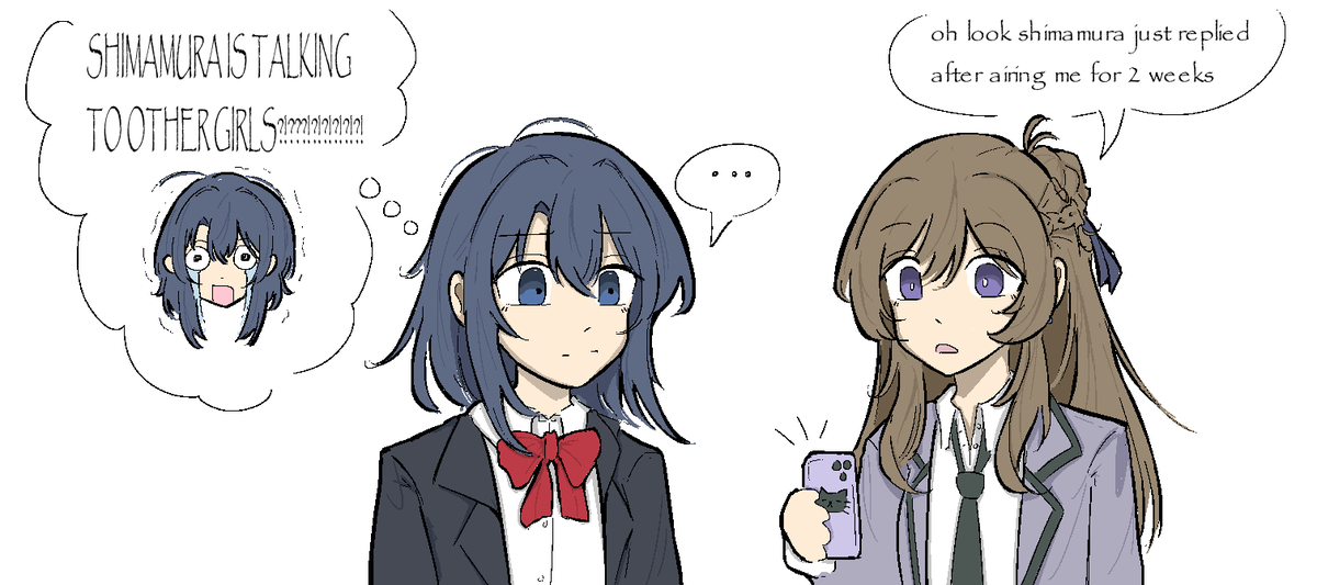 aeztew's tweet photo. this is what i think would happen if sendai and adachi knew each other except adachi would be at least two metres away from sendai they're just closer together for dramatic effect https://t.co/RXtFW0GiAY