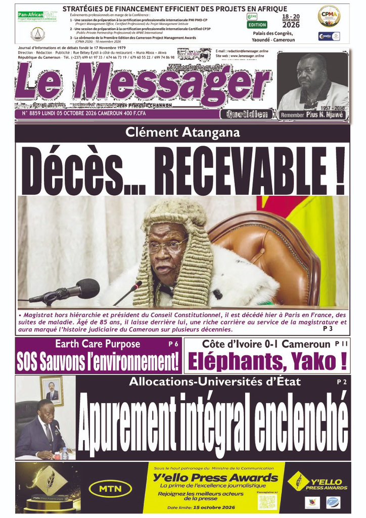 LeMessagerCMR's tweet photo. La #Une https://t.co/Hn79SwwkH7