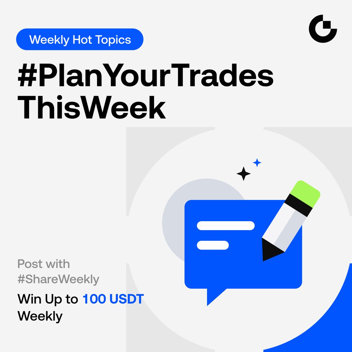 GateSquare_EN's tweet photo. ๐ Win Up to 100 USDT Weekly! Gate Square #WeeklyShare Is Ongoing!
๐ How to Join
โ Sign up ๐ https://t.co/92iFJFNbvg
โก Post with #ShareWeekly and #PlanYourTradesThisWeek, share analysis
๐ฌ This Weekโs Hot Topic
Crypto market volatility is picking up. As market conditions shift, position management, asset selection, and trading plans are becoming increasingly important.
๐ก Discussion
1๏ธโฃ Adding, reducing, trading, or staying on the sidelines?
2๏ธโฃ Watching majors, altcoins, or tokenized U.S. stocks?
3๏ธโฃ Share your positions, trades, or P&L and your plan for the week.
Share your market view to win rewards ๐๏ธ https://t.co/m4wPSEO9hC