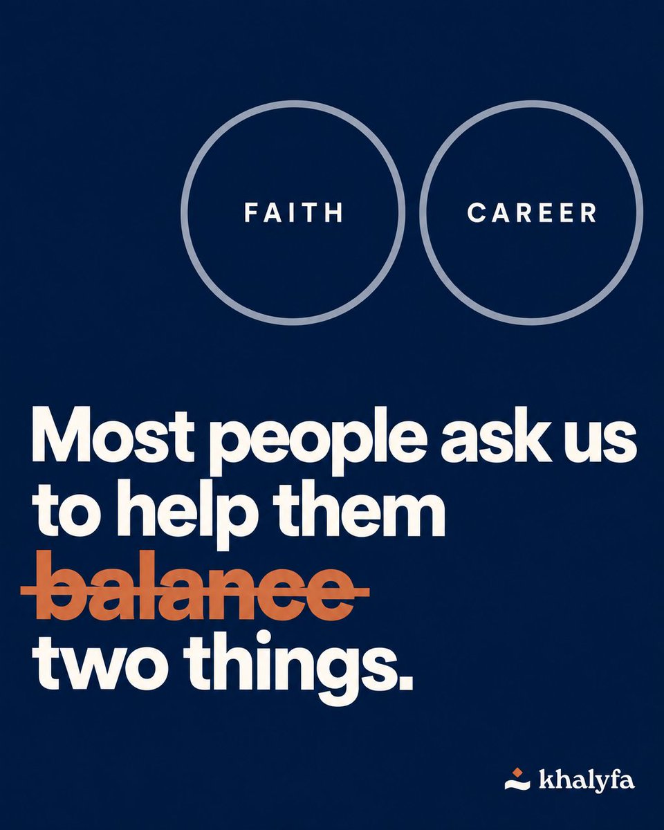 khalyfaos's tweet photo. Most people ask us for balance, treating faith and career as separate systems drawing on limited hours.

But no schedule can settle structural conflict. When devotion and strategy run on different operating systems, every decision becomes a trade. You need one architecture. https://t.co/Azeyz1c9p1