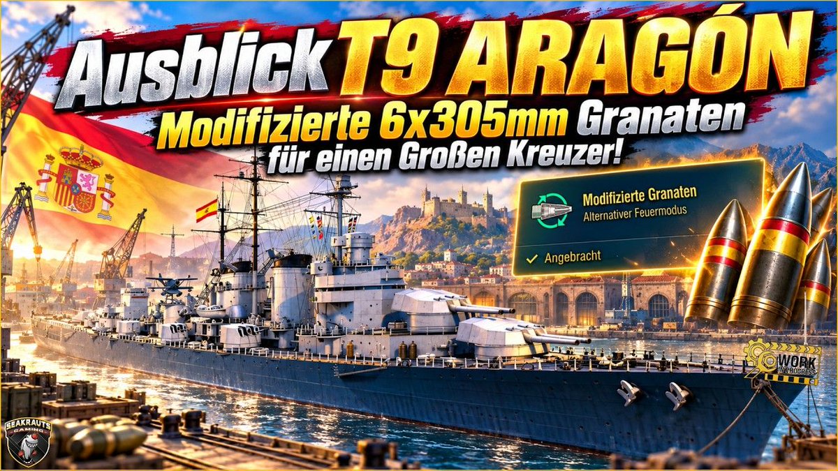 seakrauts's tweet photo. 📺 Neues Video online: ARAGÓN 🛠️ 6x305mm modifizierte Granaten!🔥World of Warships ⚓
👉 Link: https://t.co/e38f6zgxkx

#aragon #Ausblick #Kreuzer #Preview #spanien #T9 #Vorschau #warships #WorldofWarships #wows #gaming #youtube #gamingcommunity ... https://t.co/uVlzgd17Zx