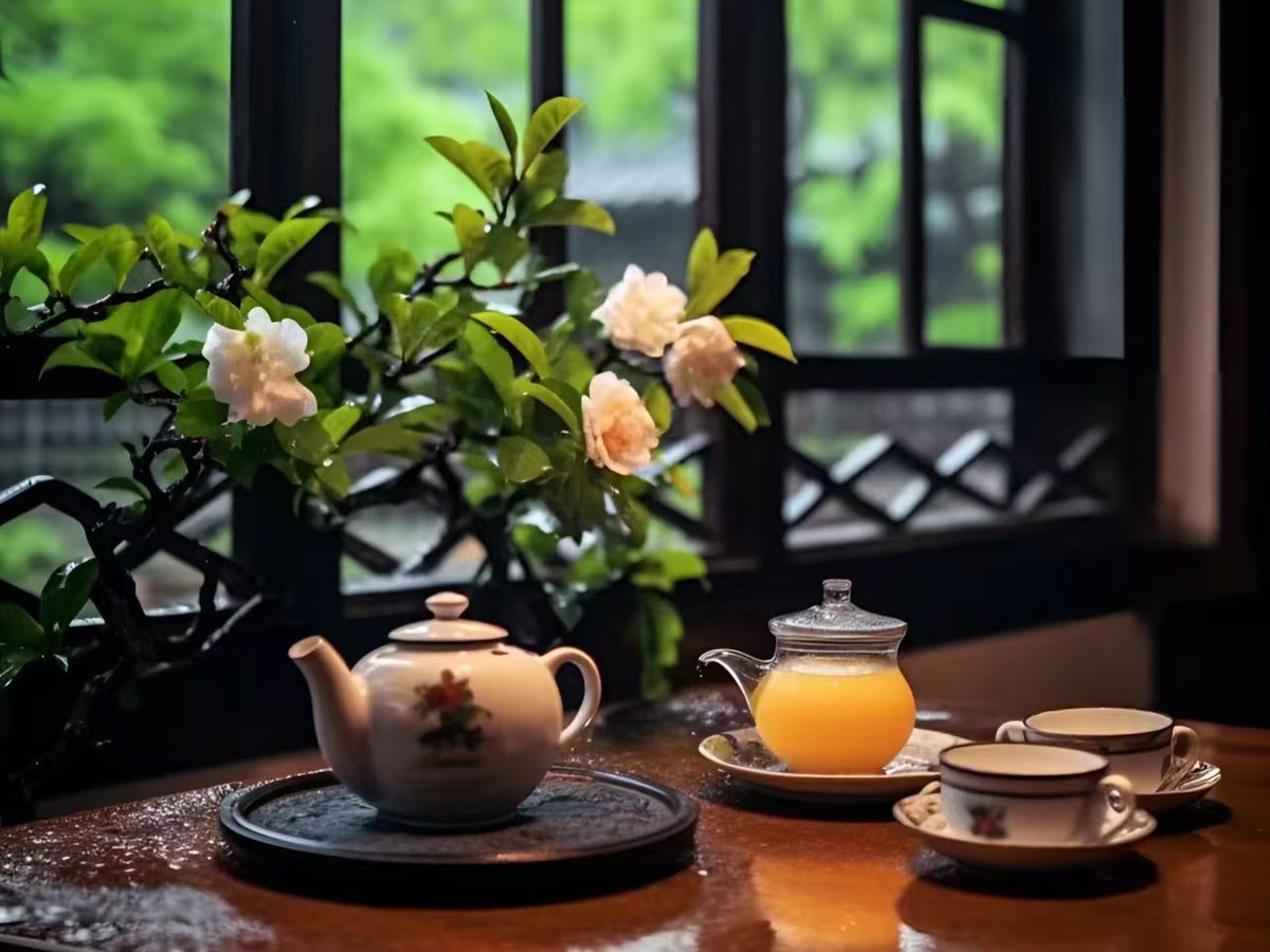 d70fd_817's tweet photo. [Peach blossom petals gently settle on the old house, a clean sip of tea beside, no need for fancy words—just soft, quiet moments that feel like home.] https://t.co/mgbT5pu3UE