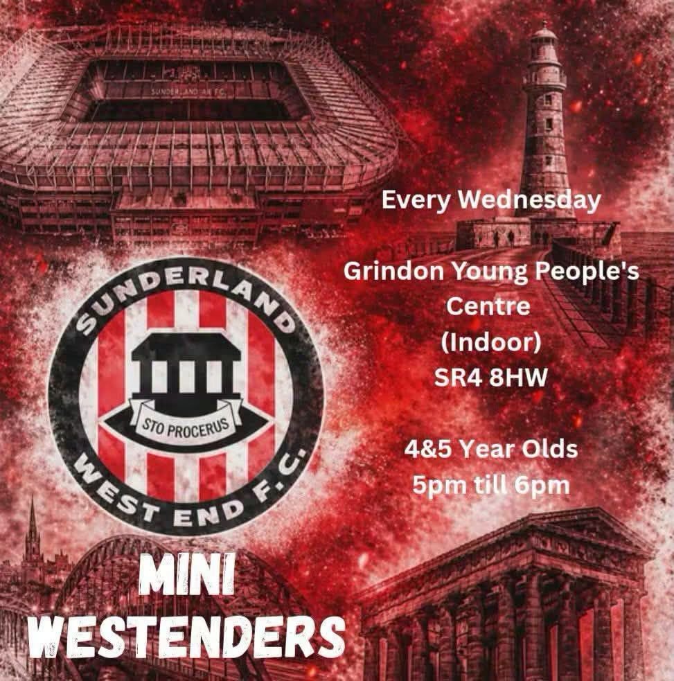 Westend_FC's tweet photo. 🔴⚪️Youth Section
Sponsored By John G Hogg 

🔴⚪️MINI WESTENDERS (EVERY WEDNESDAY)
📌 Grindon Young People's Centre 
⚽️4&amp;5 Year Olds 
⏰️5pm till 6pm

🔴⚪️WESTEND BALLERS (EVERY FRIDAY)
📌 Ford Football Hub 
⚽️4-8 Year Olds 5pm till 6pm
⚽️9+ Year Olds 6pm till 7pm https://t.co/fjH7b5rFI3