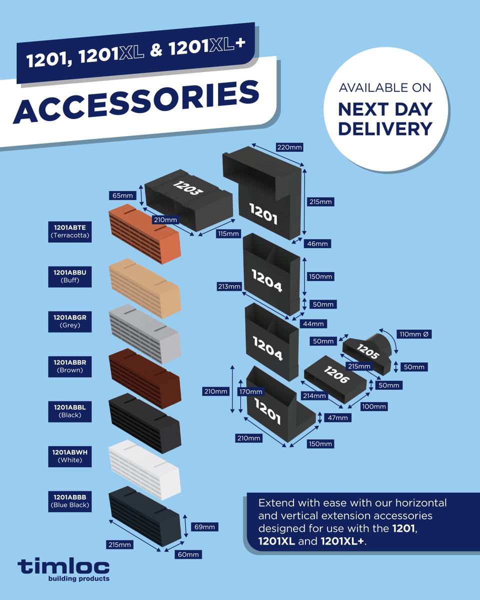 TimlocBP's tweet photo. Telescopic Underfloor Vent Accessories. Adapt the 1201, 1201XL and 1201XL+ units to suit various applications including horizontal and vertical extensions and ducting adaption, without restricting airflow.

Learn more here: https://t.co/O1ETkrCBM5 https://t.co/IF8EZb52Wq