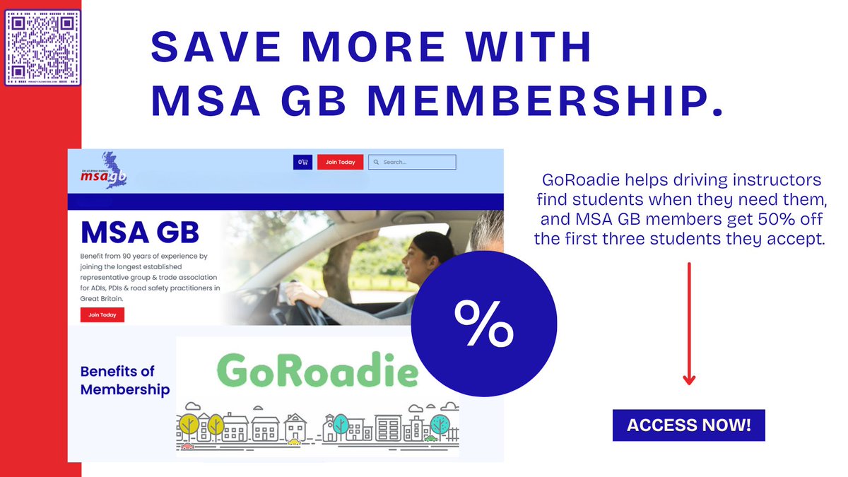 MSAGB's tweet photo. A gap in the diary is more than an empty slot. GoRoadie helps driving instructors find students when they need them, and MSA GB members get 50% off the first three students they accept. Access the offer here.  https://t.co/K3J7iltVvb https://t.co/6iZ666c6px