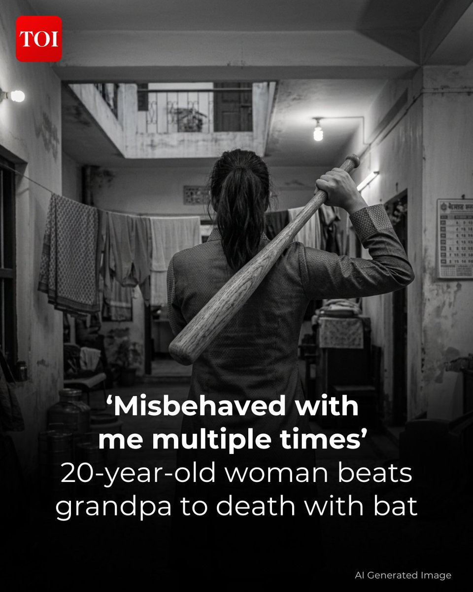 timesofindia's tweet photo. 20-year-old college student allegedly killed her 75-year-old grandfather by repeatedly hitting him with a cricket bat at his house in Aerodrome area early Sunday morning, telling police during questioning that she was driven to the attack after he allegedly behaved inappropriately with her on several occasions.

Read more 🔗 https://t.co/J9B4Jgip3A

Download the TOI App and stay in the know 👉 https://t.co/ogFaRsVinV

#Indore #IndoreNews #MadhyaPradesh #CrimeNews