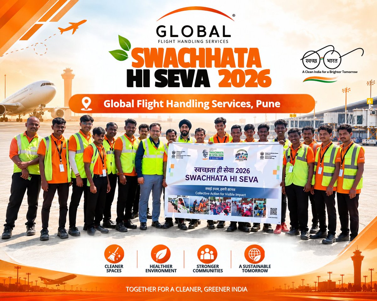 global_fhs's tweet photo. Driving clean initiatives from the ground up! 🧹✈️ Our team joins Swachhata Hi Seva 2026, turning collective action into visible impact. 🇮🇳
#SwachhataHiSeva #SwachhBharat #TeamGlobal https://t.co/YtXMR2tObW