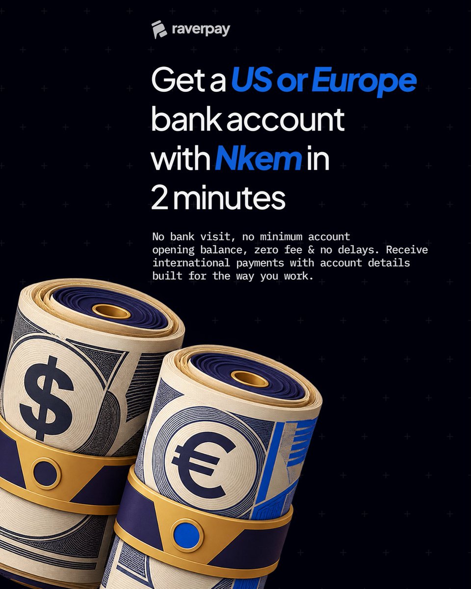 useraverpay's tweet photo. YOUR BUSINESS JUST GOT AN ORDER FROM EUROPE. 🇪🇺

Your customer asks, “How do I pay you?”

Open a Euro bank account in your name with Nkem in about 2 mins, right on WhatsApp. Receive EUR and withdraw to your Nigerian bank.

Sell beyond Nigeria. 🌍 https://t.co/Fp68v7hQTf