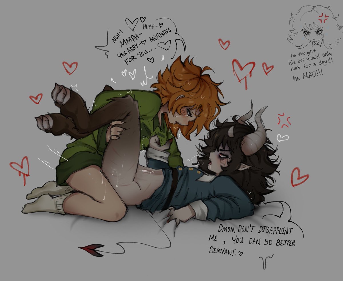 partyphilia's tweet photo. having fun with your "blip" abby? 😞 
(this was just an excuse to draw him as a demon and also...penis esther🤤)

nsfw warning https://t.co/Y9hhSSoGKv
