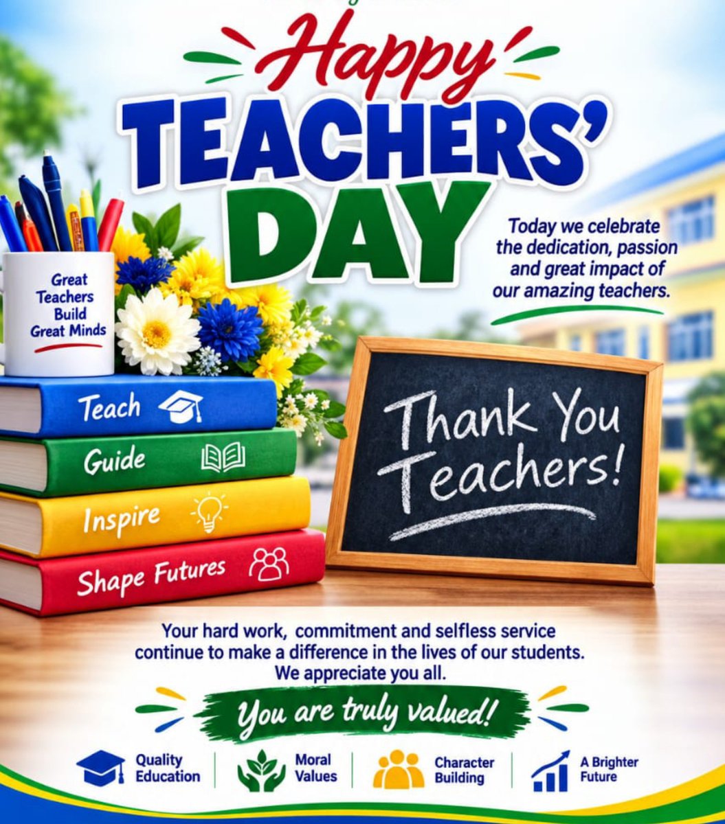 DanielKarpella's tweet photo. Happy Teachers’ Day to all the dedicated and selfless teachers out there. 
Your noble work shapes minds, inspires dreams and helps make the world a better place. May you continue to reap the beautiful rewards of your impact. https://t.co/tDYF13k2W9