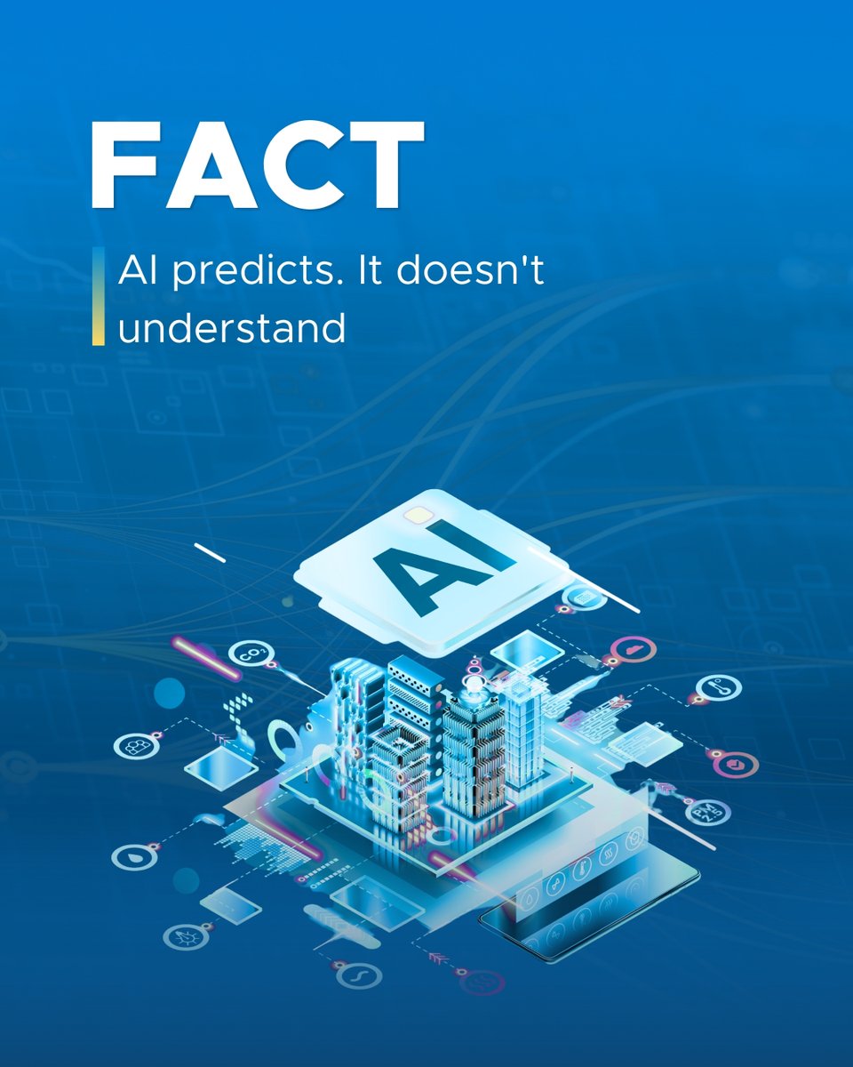 AltenIndia's tweet photo. AI doesn't understand. It predicts. By predicting the next likely word, AI can sound remarkably human, yet still be confidently wrong. At ALTEN, we build AI grounded in verified data, clear guardrails, and human oversight.🔗 https://t.co/NQBLBKOF7Y #AI #ALTEN #ALTENIndia https://t.co/NxojGFFMIp