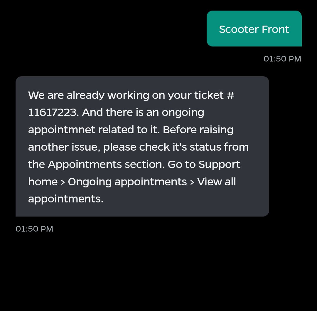 rabindramanohar's tweet photo. @OlaElectric Still no update please close these issues so I can raise ticket for my current issue 

#ola #hypercare #electric #worstservice https://t.co/v8SrotBxXz