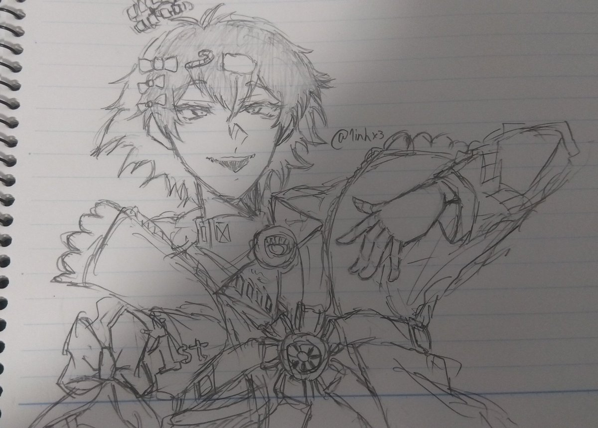 1inhx3's tweet photo. 学校で描いたヌガー様です、所々めんどくさくて模様をはぶいてます。#ツイステファンアート　#ツイステ　#FA https://t.co/sWuf2CZGrD
