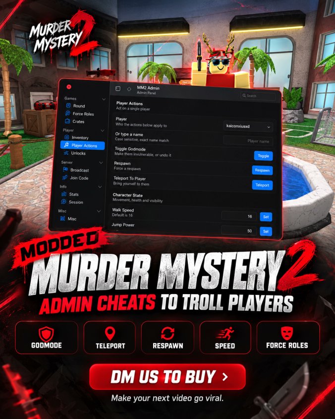 Creatorblox_'s tweet photo. Your next viral MM2 video could start hereπ
A modded Murder Mystery 2 with Admin Controls built for content creators.
Troll players, create impossible rounds & make clips people actually want to watch.
Want the game? DM us.
#Roblox #MM2 #MurderMystery2 #RobloxContent #RobloxDev #Gaming