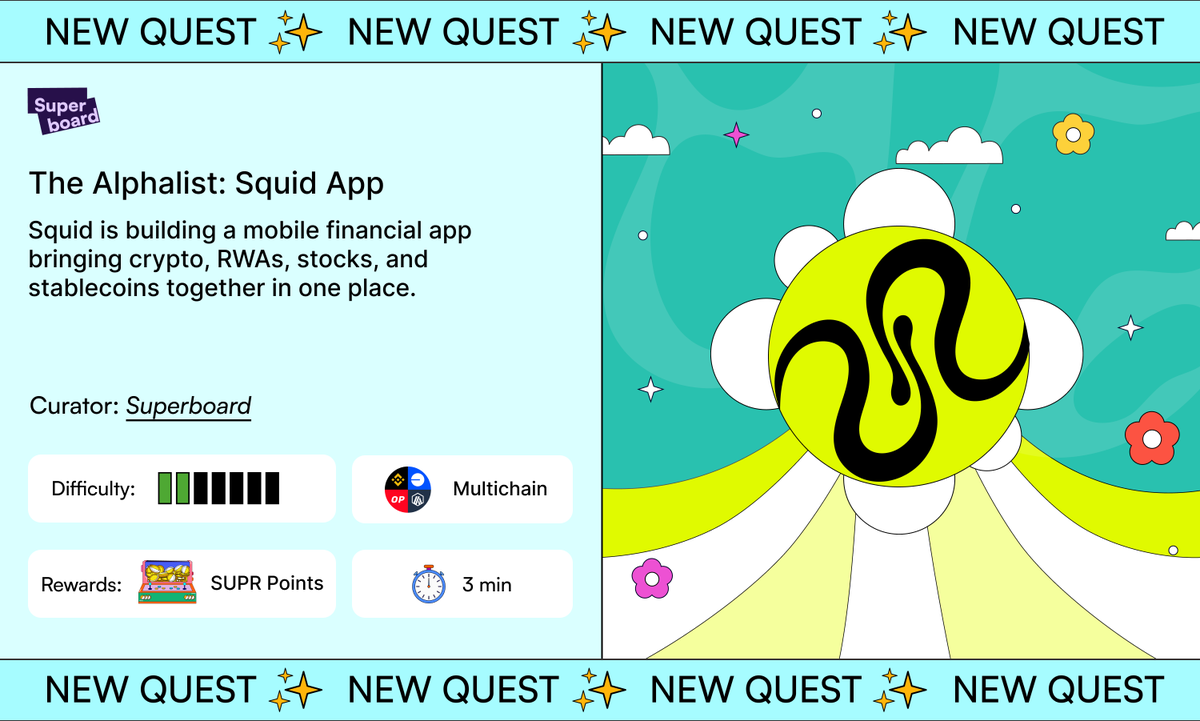 Superboard_'s tweet photo. Meet the new @squidrouter app, bringing crypto, RWAs, stocks, and stablecoins together in one place.

From moving assets across chains to managing the new ways money moves.

Join → https://t.co/qR2Ggj1ne2 https://t.co/JLxtvCbU7b