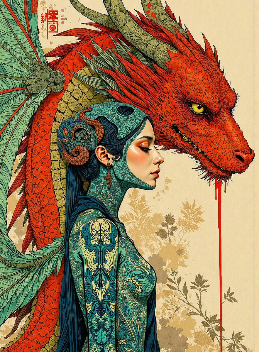 CodeVeilArt's tweet photo. Dragon blood flows through ages, binding souls with an invisible thread. https://t.co/V27Pzrkwur