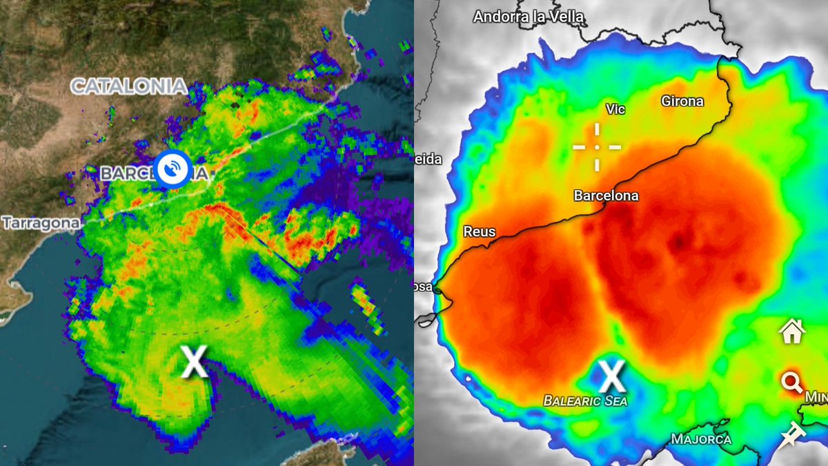 SeguimlaMeteo's tweet photo. L'estrcutura del sistema convectiu és espectacular. Quina estrcutura, fins i tot s'aprecia certa rotació. https://t.co/FQkQa6DX1Z
