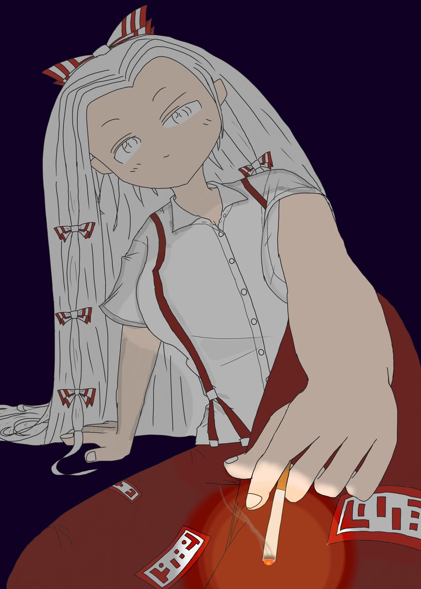 zainafxgw0's tweet photo. 再掲（再三に渡る熟考の末掲載）
妹紅とタバコが吸いたい一心で描いたが、やっぱお絵描きってむずいわ https://t.co/DvBuQ2tNWw