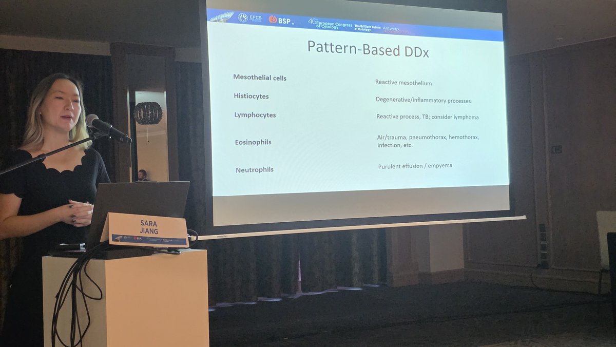 chriszioga's tweet photo. Dr @Sara_Jiang transforming a subject that seems not-really-challenging to an extremely interesting lecture! Negative for malignancy #effusions #Cytology #cytopath #ECCyto2026 https://t.co/bh2AVGqKkw