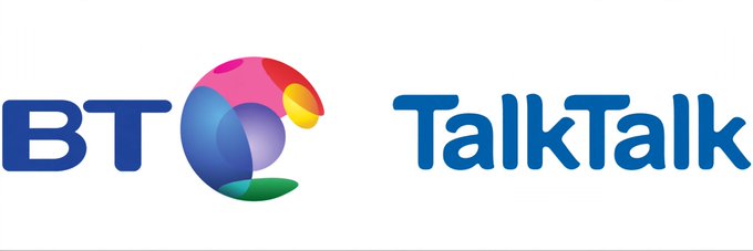 The BT and TalkTalk logos displayed together, likely representing a business acquisition or partnership.