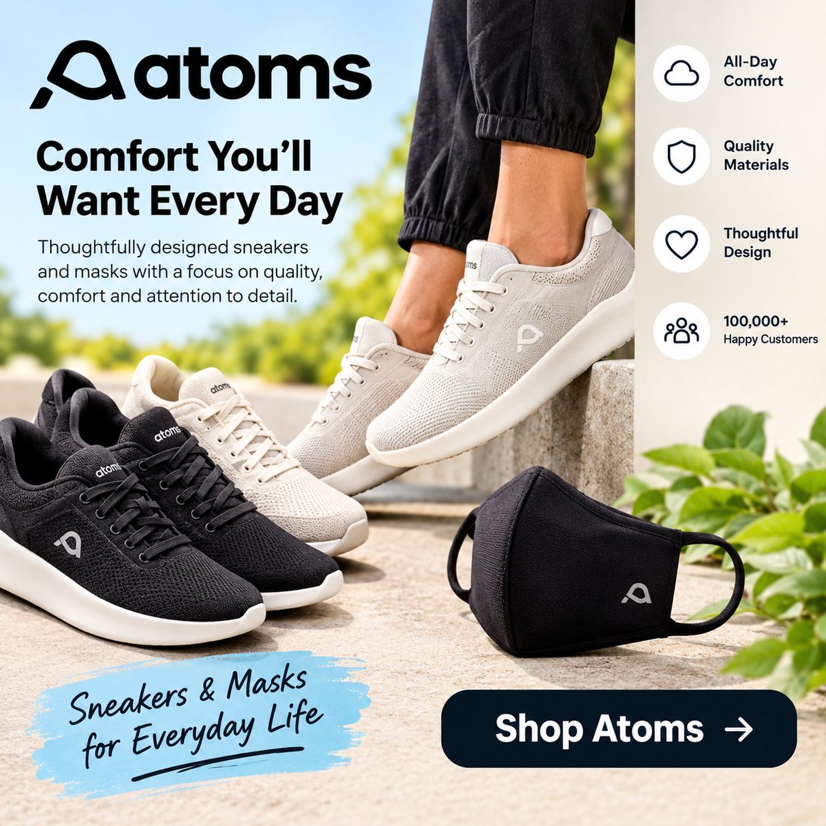 YoussefElhanaf5's tweet photo. Looking for comfortable everyday sneakers? 👟 Atoms focuses on quality, comfort, and thoughtful design to create footwear you’ll want to wear every day.
Shop Atoms: https://t.co/qzInYxQImq
#Atoms #Sneakers #Comfort #EverydayWear #Fashion https://t.co/CSkLDJ6bw2