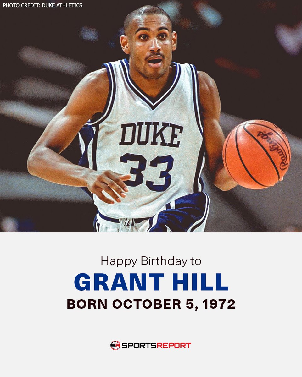 SRBlueDevils's tweet photo. Happy 54th Birthday to Duke legend Grant Hill! 🎉

A three-time All-American, Hill helped lead the Blue Devils to back-to-back national championships in 1991 and 1992, won ACC Player of the Year in 1994 and had his No. 33 retired by Duke. 🔵😈 https://t.co/LiG7fdGNeq