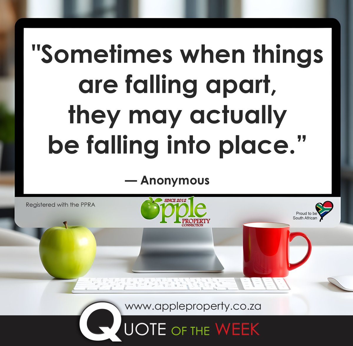 ApplePropertySA's tweet photo. 💡 QUOTE OF THE WEEK
A moment of inspiration to start the week with clarity and confidence.
Effortless Property.
Exceptional Results.
#QuoteOfTheWeek #ApplePropertyConnection #BuySellRentInvest #mondaymotivation #quotes
📞 0860 994 111 | 🌐 https://t.co/xaMUiQuaWD https://t.co/7z9wqAlyzL