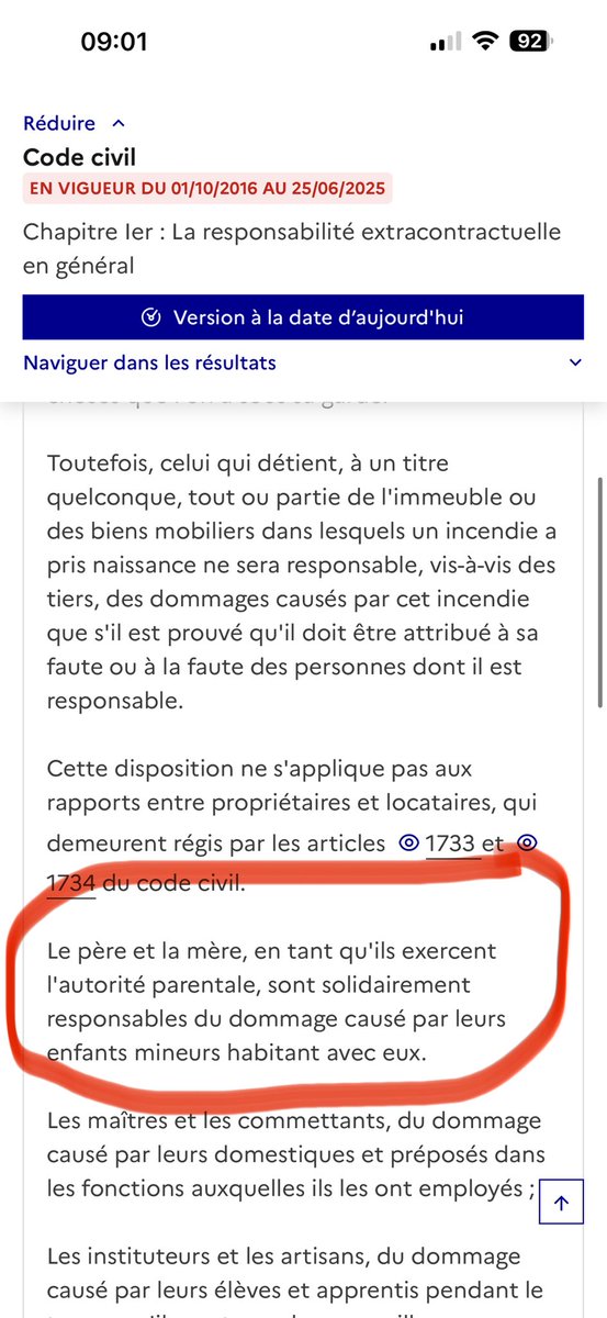 JuCourvoisier's tweet photo. La responsabilité des parents du fait de leurs enfants date effectivement du code Napoléon (1804). Il y a eu une 1ère modification en 2016 👇 https://t.co/cNyEOET9b4