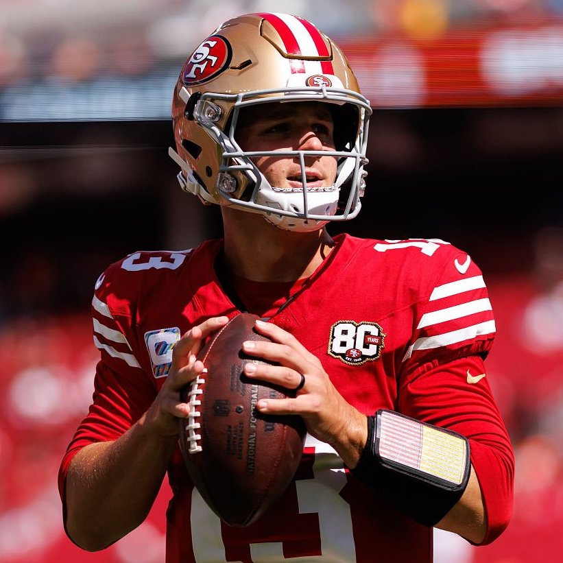 QBgami's tweet photo. Brock Purdy is the only QB in NFL history to start a season 4-0 while recording 1 or fewer combined sacks, fumbles, and interceptions across those 4 games. https://t.co/JPKcokqg9m
