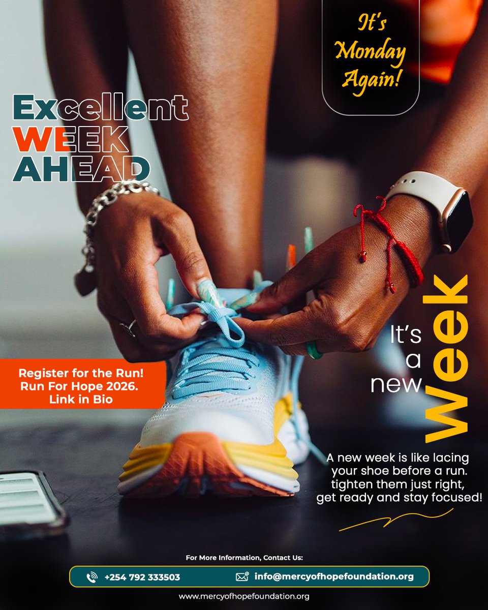 MOHF_Kenya's tweet photo. 🏃🏾♀️ Run for Hope 2026 is bringing us together to help keep 100 children in school throughout the 2027 academic year.
😋So, as you lace up for the week, ask yourself:
Who are you running with?
☺️Tag your running partner, family member, friend or colleague and invite them to join in https://t.co/vqevK0jOlS