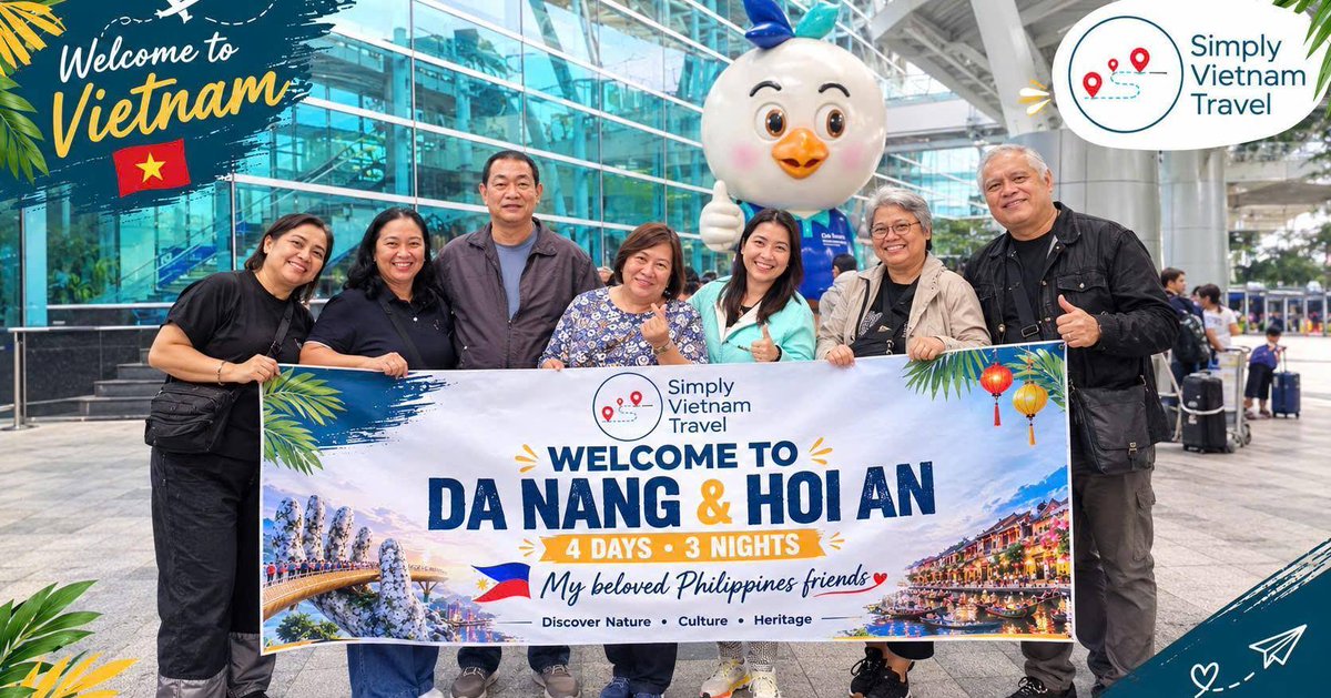 GrequeLucas's tweet photo. Da Nang &amp; Hoi An in 4 days, 3 nights: caves, pagodas, Golden Bridge, basket boats, lantern making, local cuisine, and unforgettable moments with our Filipino guests. https://t.co/Y6FgqTqvNb