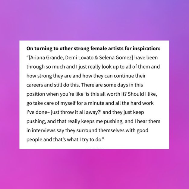 MeghanNews1's tweet photo. Meghan Trainor on turning to other strong female artists for inspiration:

"Ariana Grande, Demi Lovato, and Selena Gomez have been through so much, and I just really look up to all of them for their strength and how they can continue their careers and pursue their passions." https://t.co/rt2hy1z543