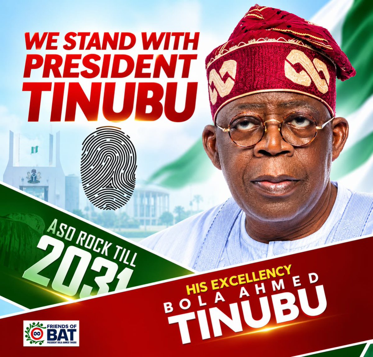 FriendsOfBAT's tweet photo. #WeStandWithPresidentTinubu 

#PresidentTinubuIsCapable 

#ReElectPresidentTinubu https://t.co/CyhP9RyISH