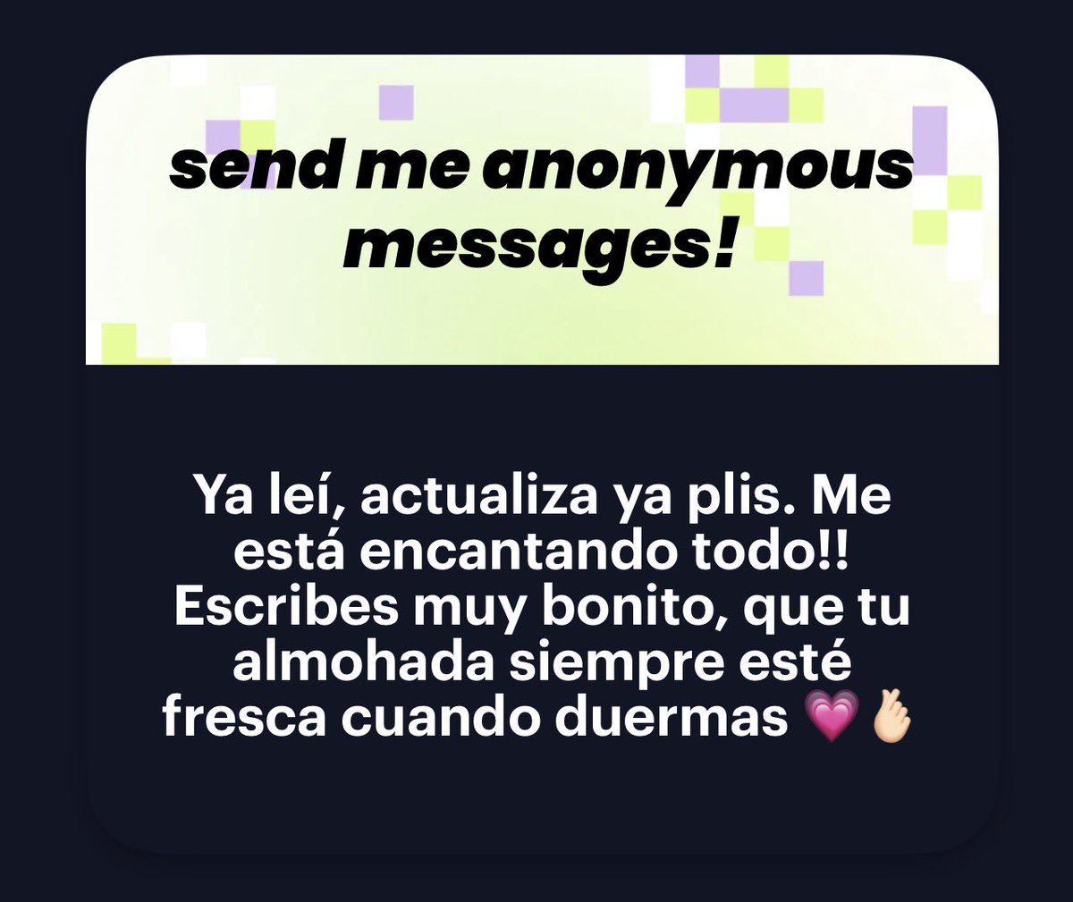 horminana's tweet photo. 1. te amo gracias por tanto perdón por tan poco
2. SIENTO BN BONITO cuando dicen q les gusta cmo escribo:(, acá en confianza, tenía añoooos que no escribía algo que no fueran poemas pedorros o tareas y ver q si les gusta me hace sentir muy bn, quiero seguirlo haciendo pipipi😢💞 https://t.co/mNJUh8PSoa