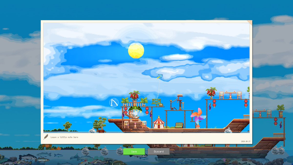 MingoMakeGames's tweet photo. Choose the view, take a photo, keep a little memory from the voyage. Fishing Tales is a cozy idle fishing game for your desktop. Try the Steam demo: https://t.co/IXua8XSBL5 #CozyGames #IndieGame https://t.co/P1NSxbgvxt