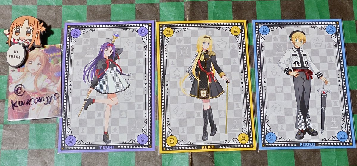 kuusanjyo's tweet photo. 【交換希望】SAO アニメガ×ソフマップ 缶バッジチェスコレクション フォトカード ディフォルメ缶バッジ 購入特典ポストカード
譲→ユウキ・ユージオ・アリス
求→同種のアスナ
郵送交換希望。大変難しいと思いますがよろしくお願いいたします。#SAO https://t.co/fWHq12TPvi